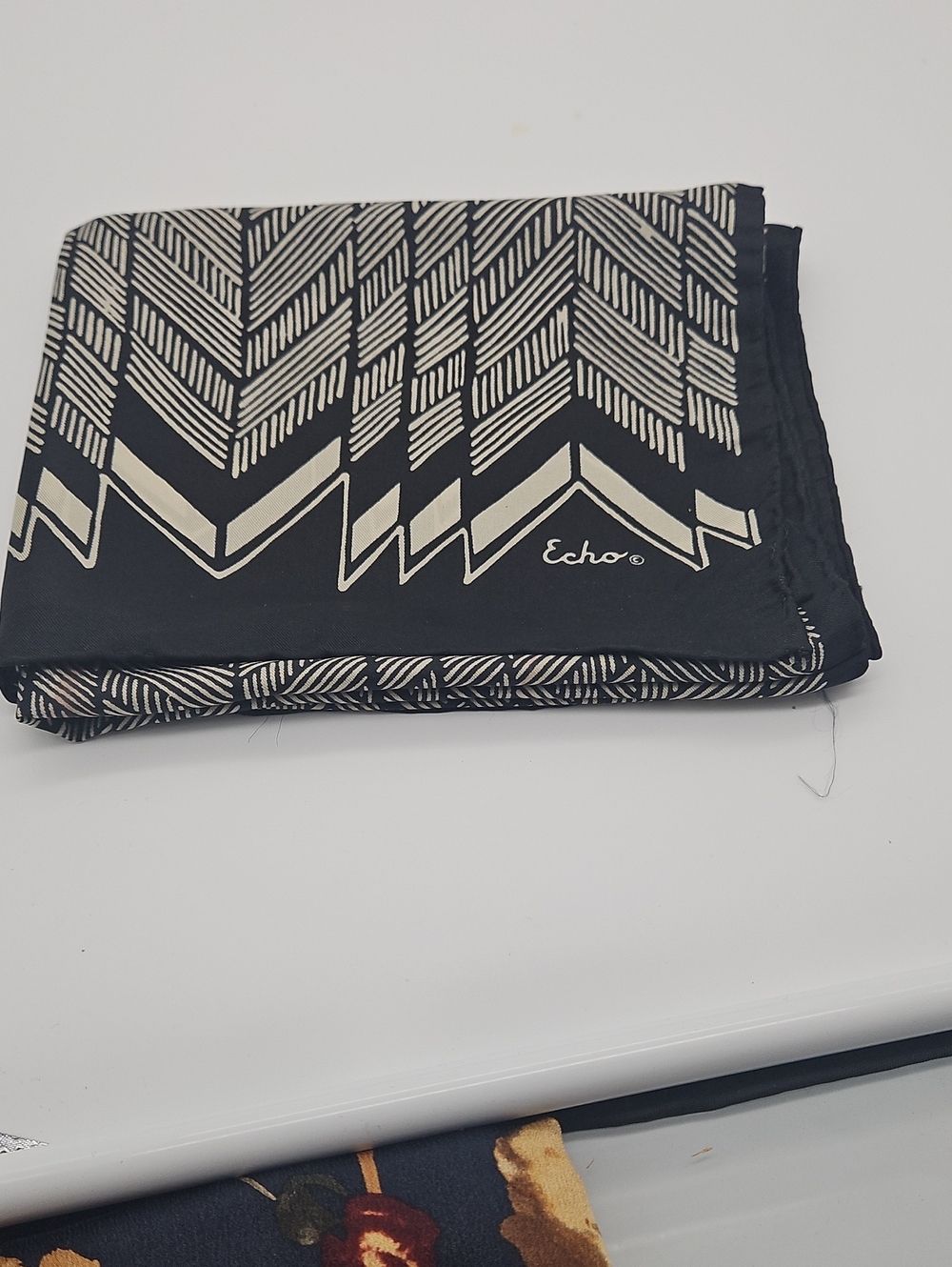 Echo Black and Cream Geometric Chevron Scarf